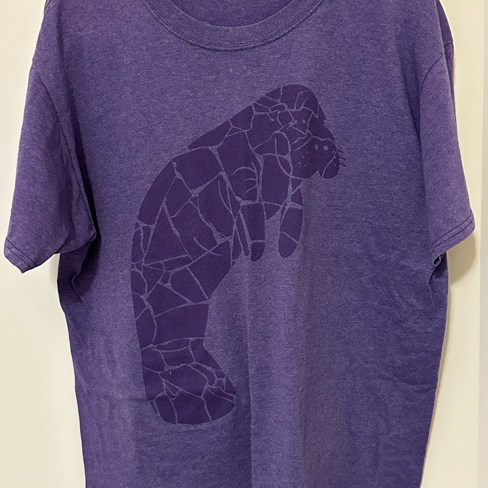 Purple Graphic Ocean Conservancy T-Shirt with Manatee Design